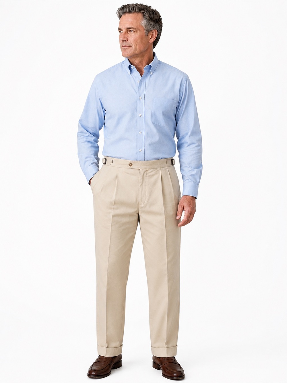 Norm Thompson Khaki Pleated/Cuffed Dress Pants 36x30 Side Tab USA